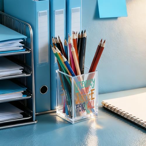 Literacy And Justice For All Acrylic Makeup Brush Pencil Holder Cup - Image 4
