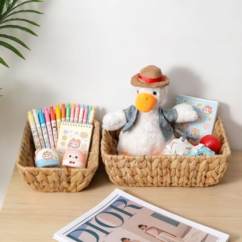 Small Wicker Baskets for Organizing 2 Pack, Hand Woven Baskets for Storage, Towels and Toilet Paper Organization, Woven Gift Basket,Countertop Baskets Set for Organizing - Image 2