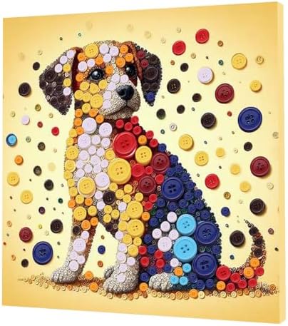Framed Button Art Kit 11.8" DIY Mosaic Craft for Adults(Dog) by Unknown