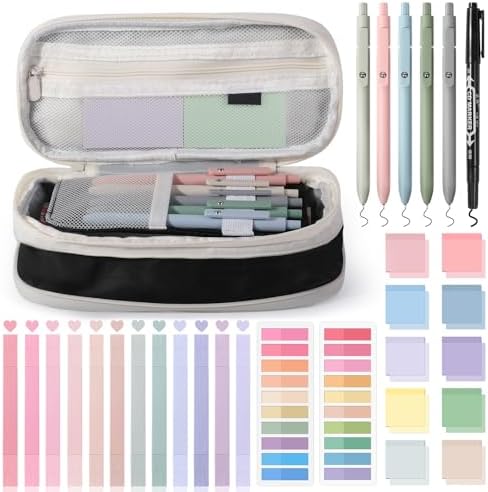 49Pcs Book Annotation Kit Aesthetic School Supplies with Pencil Case by KOUDGY