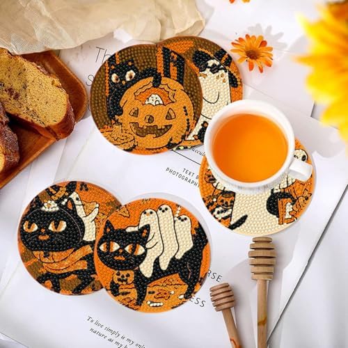 DOTSOPS 8 PCS Halloween Diamond Art Kits for Adults Diamond Art Coasters - Image 7