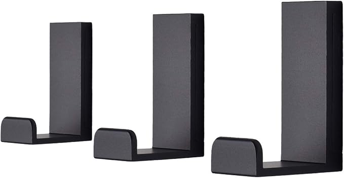 Coat Hooks Wall Mounted Towel Holder Heavy Duty Single Robe Hanger for Bathroom Kitchen Office, 3 Pack Solid Anodized Aluminum (Black)