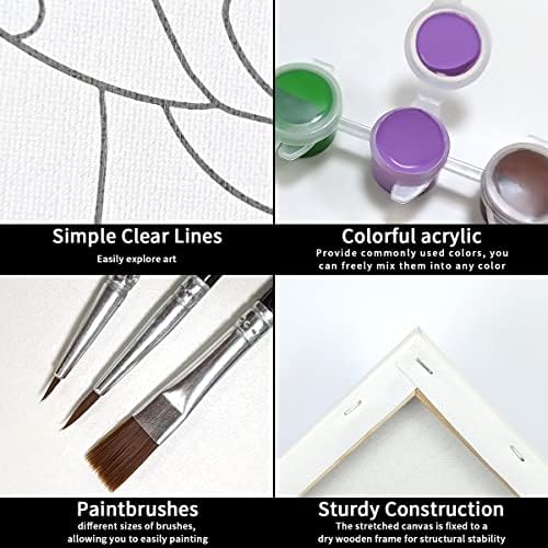 VOCHIC 4 Pack Pre Drawn Canvas for Painting for Adults Paint and Sip Kit - Image 4