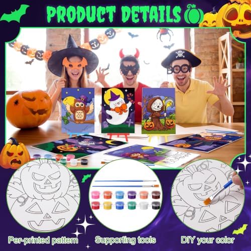 Blosssound 10 Set Halloween Pre Printed Canvas for Painting 5x7" - Image 3