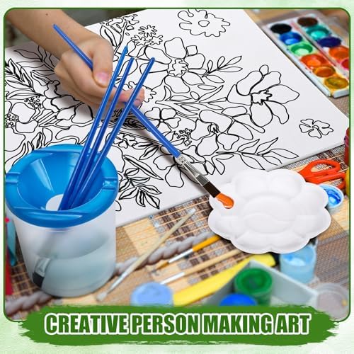 Sherr 140 Pcs 20 Set Pre Drawn Canvas Painting Kit, Flower - Image 6