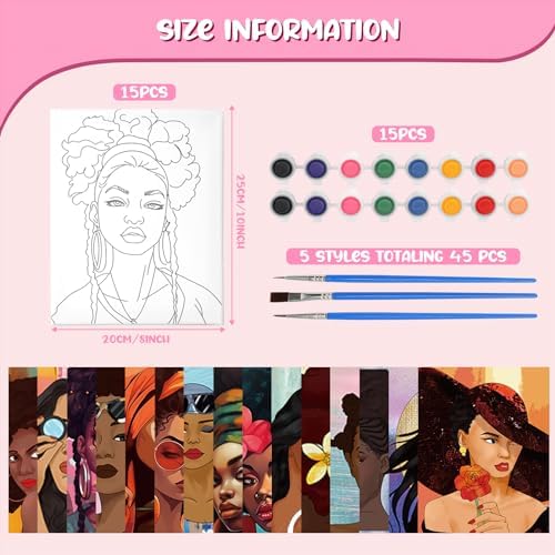 Sherr 75 Pcs 15 Set Pre Drawn Canvas Kit for Painting Craft Sip Paint Kit - Image 2