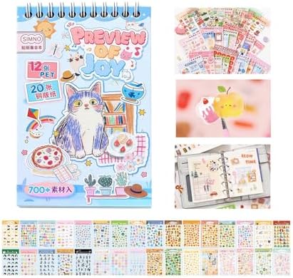 Stickers Book for Scrapbooking Supplies,700+ Kawaii Kitten Journal Stickers by Lciyioc