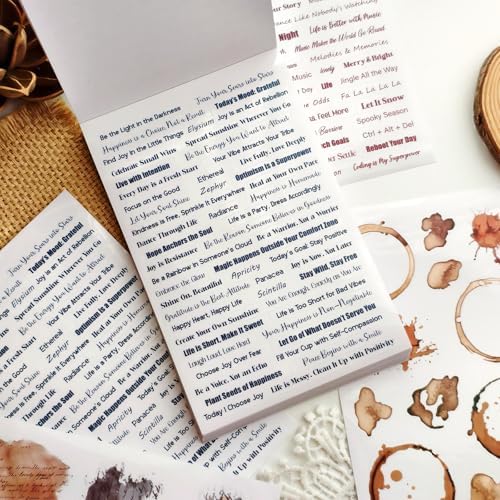 Transparent PET Quote Stickers, 48 Sheets 1100+ Pcs Scrapbook Supplies, Word Stickers for Journaling, Vision Board, Card Making, Junk Journal - Image 3