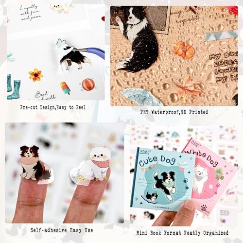 Cute Dog Journaling Stickers Book, Diecut PET Sticker Booklets, 40 Sheets, 3.15x3.15 Inches, Transparent Waterproof Collage Stickers for Scrapbooking, Bujo, Planner - Image 5