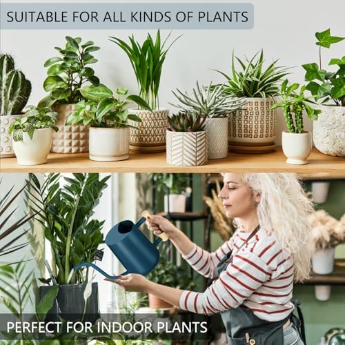 Watering Can Indoor Plants, 35oz Small Stainless Steel Metal Watering Can Modern Decorative Watering Pot with Long Spout for Indoor House Plant Bonsai Garden Flowers (Dark Blue) - Image 5