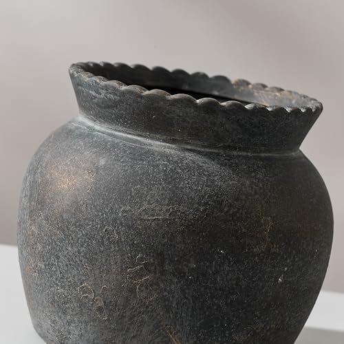 SIDUCAL Ceramic Flower Vase with Wide Mouth Lace, 5.1 Inch Pottery Rustic Farmhouse Boho Vases, Small Terracotta Vase for Home Decor, Table, Living Room, Bathroom, Shelf, Wedding, Bronze - Image 7