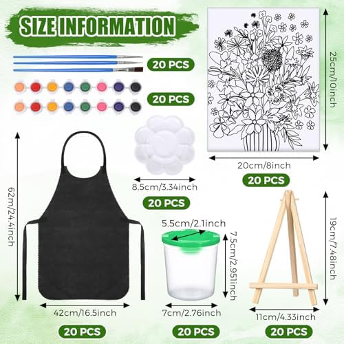 Sherr 140 Pcs 20 Set Pre Drawn Canvas Painting Kit, Flower - Image 2