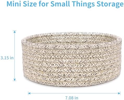 ABenkle 2 Pack Small Baskets, Cotton Rope Woven Basket, Cute Mini Tiny Storage Baskets, Decorative Boho Basket for Nursery Living Room Bedroom Shelf, Empty Gift Basket - Mix Brown - Image 2