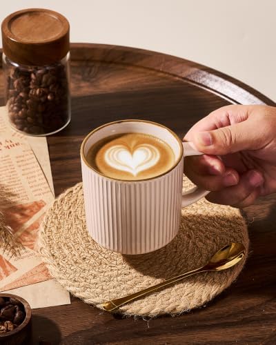 famiware Coffee Mug Set of 6, Star 12 oz Ceramic Mugs Cups Set with Handle - Image 2