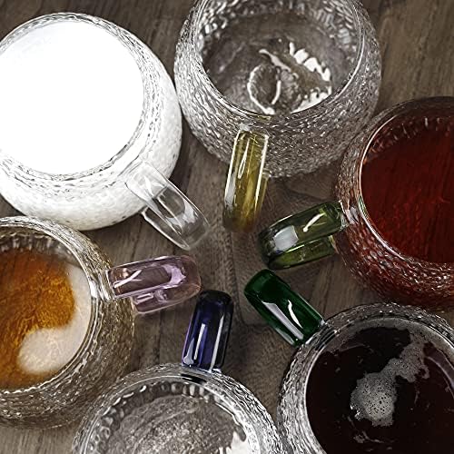 LUXU Hammered Tea Cups,Glass Coffee Mugs,15 oz,Set of 6 - Image 6