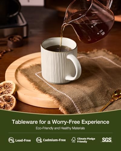 famiware Coffee Mug Set of 8, Star 12 oz Ceramic Mugs Cups Set with Handle - Image 2