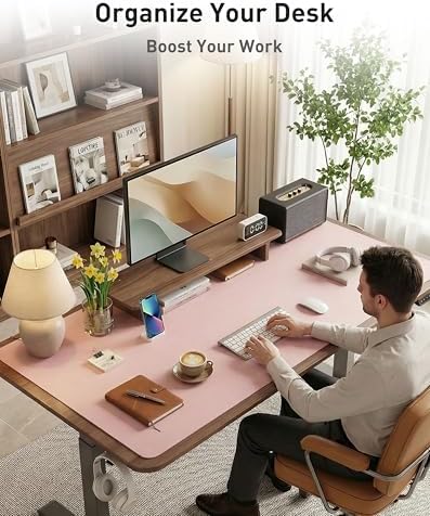 Aothia Faux Leather Desk Mat - Large Mouse Pad, Non-Slip PU Leather Blotter, Waterproof Writing Surface for Office and Home (Fairy Pink, 40" x 24") - Image 3
