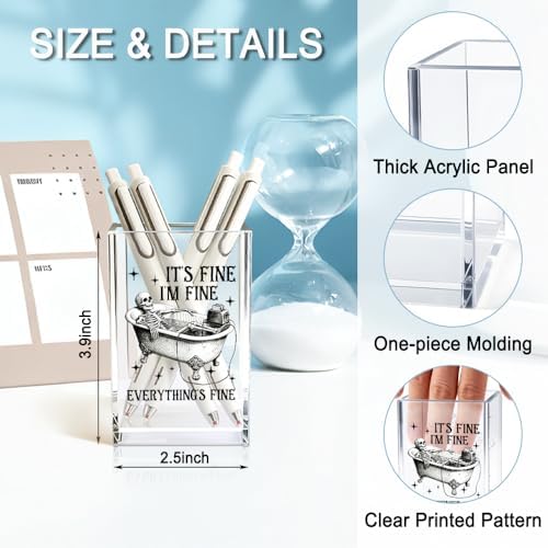 It's Fine I'm Fine Everything Acrylic Pencil Holder Cup for Coworker - Image 2