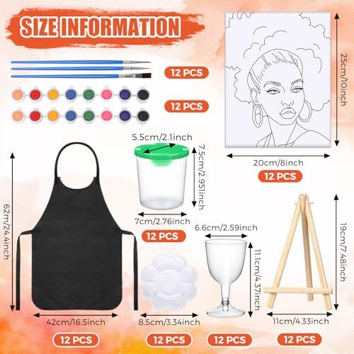 Sherr 96 Pcs 12 Set Pre Drawn Canvas Painting Kits, Lady - Image 2