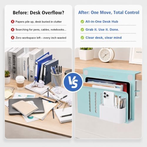 LUKETURE Desk Side Storage Laptop Holder No Drill Clamp On Organizer - Image 4