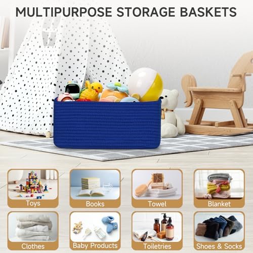3 Pack Small Storage Baskets for Organizing, 11.8×7.8×5.1", Klein Blue - Image 4