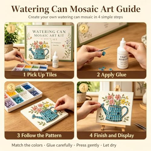 Garden Flowerpot Mosaic Art Kit Floral,Mosaic Art Kits for Adults (Style H) - Image 7