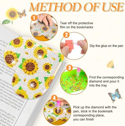 WIVICO 8Pcs Diamond Painting Bookmarks, Diamond Pearl Art Kits for Adults - Image 5