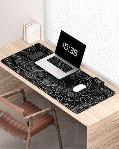 Auhoahsil Large Mouse Pad with Wrist Rests for Keyboard & Mouse, Thick Soft Ergonomic Memory Foam Wrist Supports, Big & Long Desk Mat 35.5 x 15.7 in, for Office Gaming Computer, Black Contour - Image 2