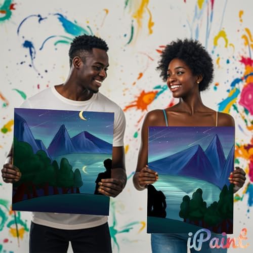 2Pcs Sip and Paint Kit for Adults,Valentines Couple Painting Kit Supplies Canvas, Pre Drawn Canvas to Paint for Date Night for Couples DIY Acrylic Painting Kits Party Favor 8×10 - Image 5