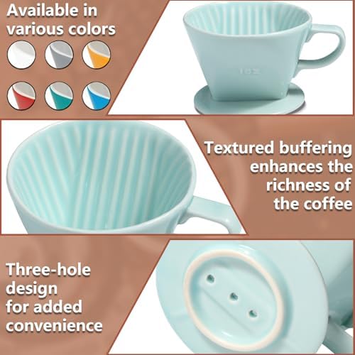 Pour Over Ceramic, Coffee Dripper Ceramic Coffee Maker,Green - Image 3