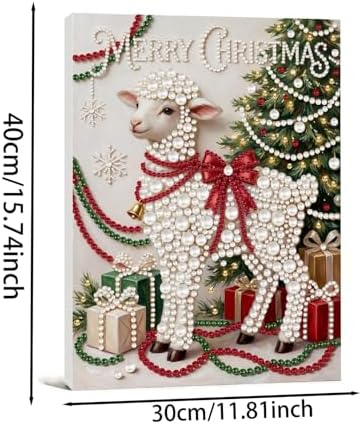 DIY Pearl Painting with Frame Christmas Creative Design, Handmade Healing Home Wall Decoration, 11.81X15.75in (Tools Included)-Sheep - Image 7