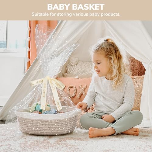 CHICVITA Gift Basket Empty with Bags & Ribbon to Fill, Boo Basket, Brown - Image 4