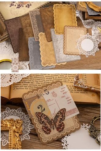 315 Sheets Vintage Scrapbook Supplies Paper Pack with Floral PET Stickers - Image 7