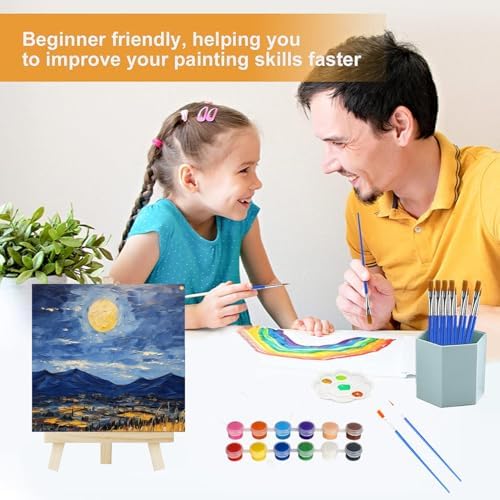 30 Pack Mini Canvas and Easel Set, 4 x 4 inch Small Canvases for Painting - Image 3
