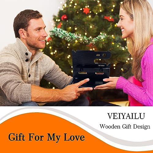 VEIYAILU Gifts for Men Dad Women Husband Boyfriend Him Desk or Nightstand Organizer for Men Wood Phone Docking Station Birthday Gifts Anniversary Idea from Wife - Key Holder, Watch(Black) - Image 4