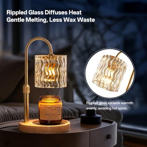 Homelist Decorative Ripple Glass Candle Warmer Lamp, Dimmable - Image 2