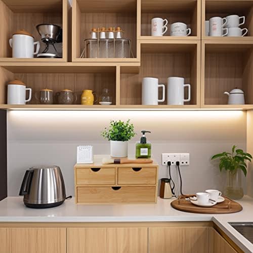 Charmewooden Bamboo Desk Organizer With Drawers Countertop Drawers Counter Storage Box Corner Desk Organizer for Home Office No Assembly Required - Image 4