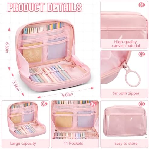 135 Pcs Book Annotation Kit Aesthetic Pencil Case Bag 12 Highlighter 11 Gel Pen 1 Marker 300 Sheet Transparent Sticky Notes Pad 2640 Index Stickers Bible Study Supplies (Kawaii,Pink) - Image 5