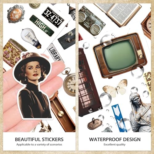 Bomichi Vintage Sticker Book, 30 Sheets 308 Pcs Aesthetics Stickers for Journaling Scrapbooking Bullet Journals Planners Letter Card Making - Image 5