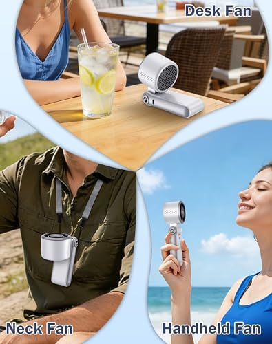 Portable High-Speed Handheld Fan with LED Display, [Smart Power & Wind Control], 4000mAh Rechargeable Mini Personal Fan, 5 Speeds, Quiet USB Travel Fan for Outdoor, Commuting - Image 4