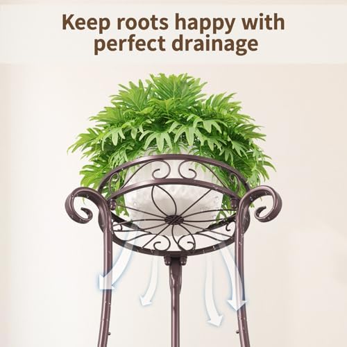 LASZOLA Metal Corner Plant Flower Stand Tall Indoor Outdoor, 2 Tiers Bronze - Image 6