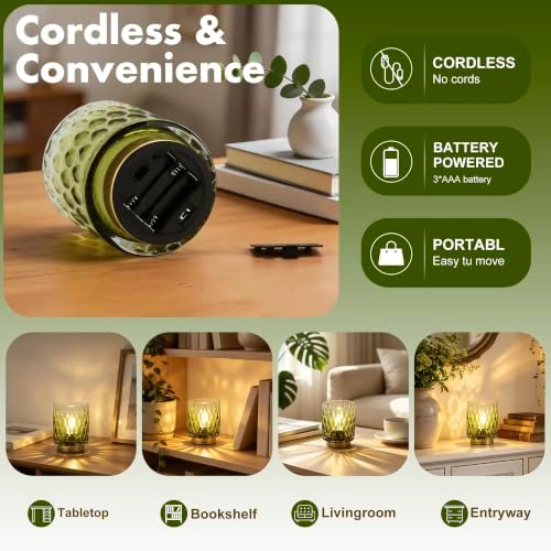 Battery Operated Table Lamp,Cordless Small Decorative Lamp,Green Gradient - Image 5