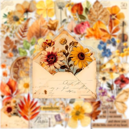 50PCS Transparent Flora Scrapbook Stickers, Flower-G - Image 2