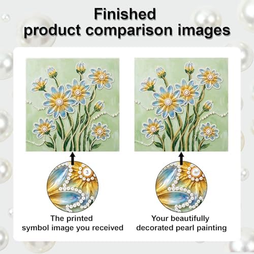 LQCrafK DIY Pearl Art Painting Handcraft Kit for Adults Beginners with Tools and Framed Painting, Creative Design,Self-Adhesive, Healing Stress-Relieving Home Wall Decoration-Flowers - Image 7