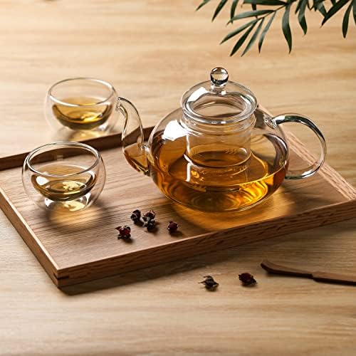 CnGlass 33.8oz Glass Teapot with Removable Infuser,Stovetop Safe Tea Kettle,Blooming & Loose Leaf Tea Pot - Image 4