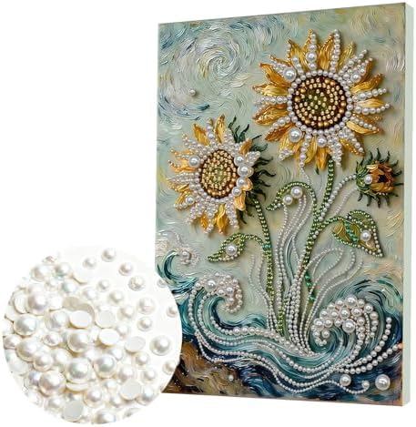 DIY Pearl Painting with Frame, Creative Design, Handmade Stress-Relieving Home Wall Decoration, Includes Frame and Tools-Sunflower - Image 6