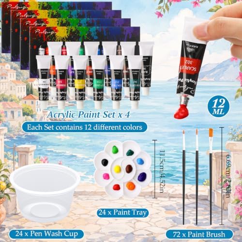 Cholemy 148 Pcs 24 Set Pre Drawn Canvas Paint Kit Adults, Seaside - Image 4