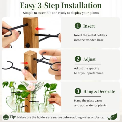 Plant Terrarium Propagation Station with 4 Heart Glass Vases - Green - Image 3