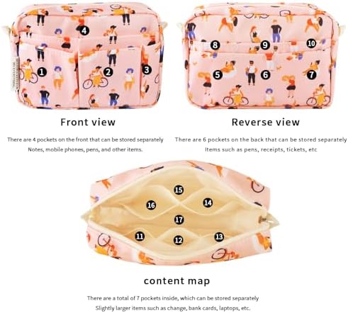 Multiple Pockets Portfolio Organizer with Zipper,Makeup Bag Pencil Pouch - Image 4