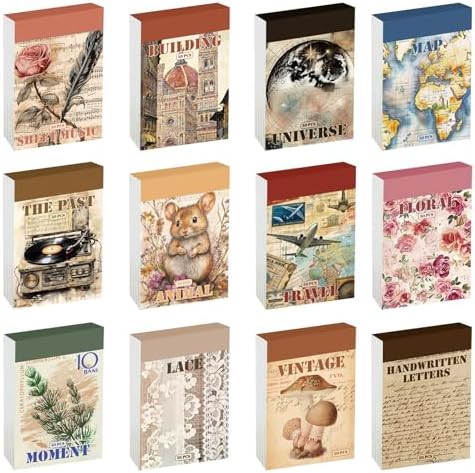Bomichi Washi Stickers, 12 Sets 600 Pcs Aesthetic Sticker Book for DIY Journaling, Journaling Supplies for Bullet Journal Art Diary Card Craft Gifts Planner Notebook by Bomichi